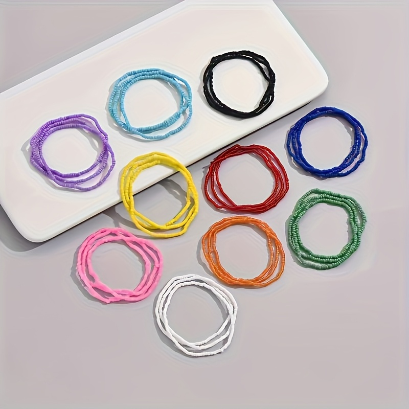8pc Bohemian Multicolor Hand-Beaded Bracelets Set